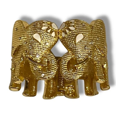 Brazalete con bisagras Lilly Pulitzer tono dorado elefante esmalte cristal Foto 1 de 4