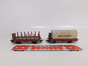 Märklin H0 AC 2x Guss Güterwagen 321.3 Rungenwagen 322.3 Planewagen #EB933-0,5 - Bild 1 von 5