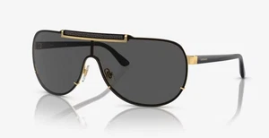 Versace Shield Sunglasses VE 2140 1002/87 Black with Gold Trim with Case - Picture 1 of 11
