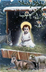 Vintage AK Krippe Jesuskind Tiere Deutsch Weihnachten - Bild 1 von 2