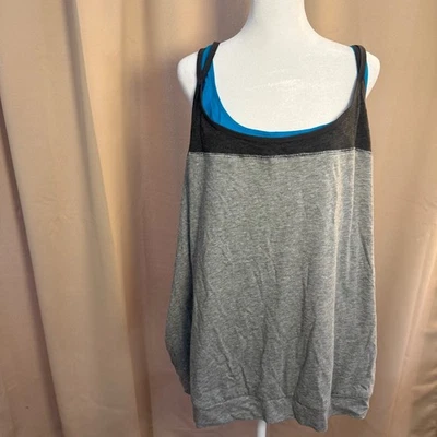 Livi Active Womens Tank Top Athletic Layered Gray Blue Athleisure Size 26/28 NWT - Image 1 of 4