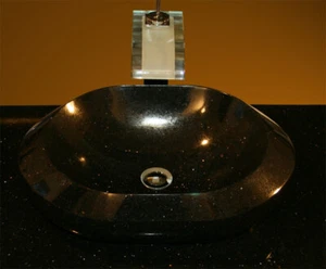 Naturstein Waschtisch Aufsatz Waschbecken schwarz Granit Star Galaxy - Bild 1 von 4