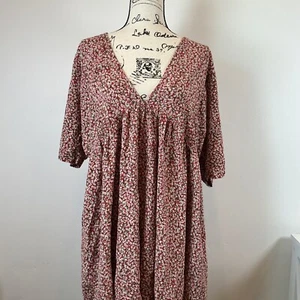 Natural Life Floral Print Dress V Neck Babydoll Mini Dress L/XL - Picture 1 of 5