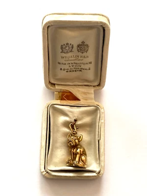 Hormiga. Colgante Figura Perro Bulldog Diamantes 56 KF Imperial Fabergé Oro Sólido Foto 1 de 4