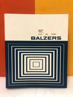 Balzers BK 800 Operating Manual - Image 1 of 3