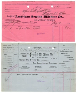 12 Illinois Billheads - 1890 — 1895 - Plows, Stoves, Buggies, Sewing Machines + - Picture 1 of 6