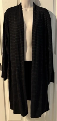 J. JILL Wearever Collection Open Front Cardigan Metallic Striped Black Size 2X - Image 1 of 4