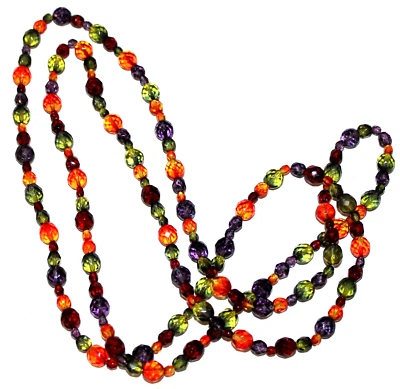 Collar de vidrio con cuentas ~ cuentas verde púrpura ámbar y rojo sin marca 45" L EXC Foto 1 de 3