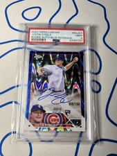 2023 Topps Chrome Justin Steele Blue Ray wave Refractor Auto #/150 Cubs RC PSA 9