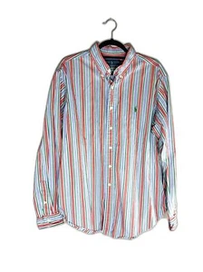 Vintage Ralph Lauren Striped Classic Button Down Shirt - Pony Embroidery XL - Picture 1 of 7