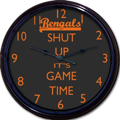 Cincinnati Bengals Shut Up It's Game Time Football  Wall Clock NFL Man Cave 10" Cover