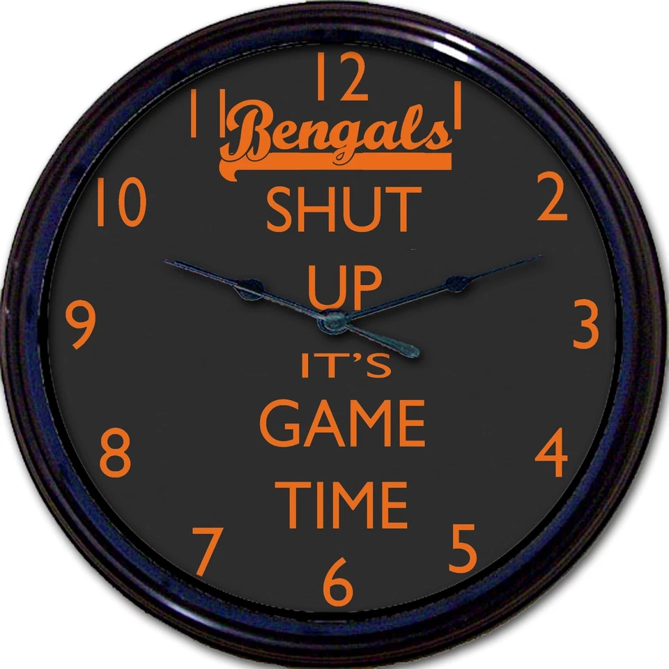 Cincinnati Bengals Shut Up It's Game Time Fútbol Reloj de Pared NFL Hombre Cueva 10"  Foto 1 de 1