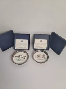 Lote de 2- F.B. Cenicero de montaña rusa Rogers Silver Co. gansos y mallardos de colección plateado - Imagen 1 de 10