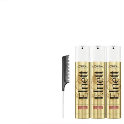 4tlg. Set Loreal Paris Elnett ultra-feines Haarspray Nomaler Halt + Stielkamm - Bild 1 von 3