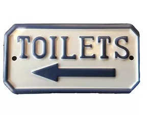 New Metal Toilets Sign 6 1/2” L By 3 1/2” Wide with 2 screws - Picture 1 of 3