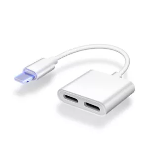2 in 1 Dual Adapter 3.5mm Headphone & Charger For iPhone 8 PLUS X XS XR 11 12 13 - Picture 1 of 8