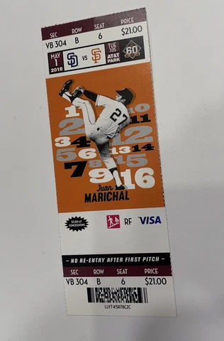 San Francisco Giants Vs San Diego Padres Game day ticket Stub. 2018 Cover