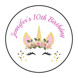 personalized Unicorn birthday party stickers, labels, tags envelope seals - Picture 1 of 1
