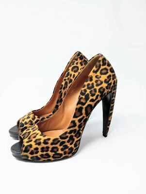 Walter Steiger 5" Curved Heel Peep Toe Cheetah Pumps Women's 8 EU 38.5  - Image 1 of 4