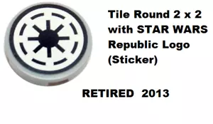 LEGO Tile Round 2 x 2 Star Wars Republic Minifigure Logo Clone Wars Gun Ship - Picture 1 of 1