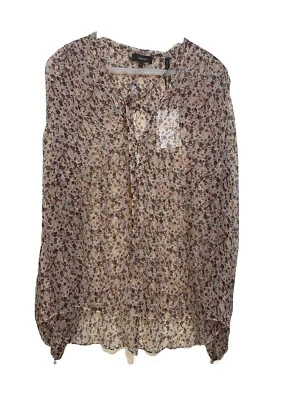 Top Grande Teory Seda Bernetta Floral Arrugado Gasa Corbata Cuello Transparente Carrera Nuevo con Etiquetas Foto 1 de 4