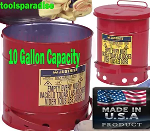 LARGE Auto Garage SAFETY TRASH CAN Workshop Oily Greasy Waste Foot Pedal BIN - Picture 1 of 3