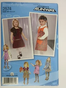 Simplicity Project Runway 2574 Girl's Jumper, Skirt & Shrug Sizes 1/2 - 8 x78 - Picture 1 of 2