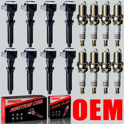 Brand 8X OEM Ignition Coil & Iridium Spark Plug For Land Rover Range Rover UF730 - Image 1 of 4