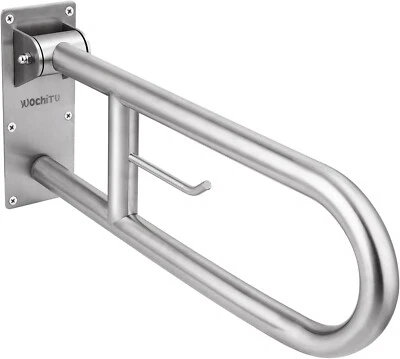23.6" Stainless Toilet Safety Rails Disabled Flip-Up Bathroom Grab Bar Senior - Image 1 of 4