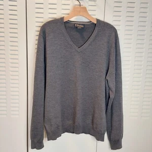 Brooks Brothers Herren Wollpullover Größe L Grau Italienische Merinowolle   - Bild 1 von 8