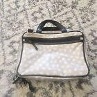 Thirty One Gray Poka Dot Double Zip Cosmetic Bag Organizer Travel Handbag Av