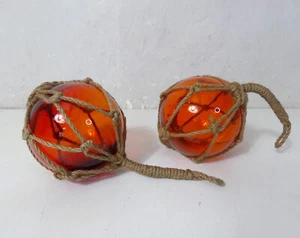 2 boules de verre flotteurs pêche balle vintage - Photo 1/6