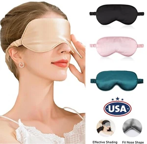 Silk Satin Sleep Eye Mask Night Cover Eye Sleeping Mask for Women Men Rest Relax - Picture 1 of 18