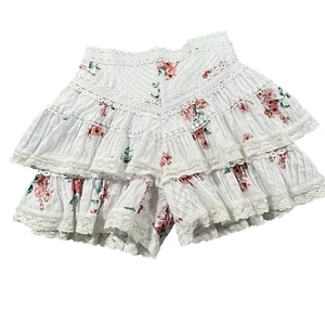 Pantalones Cortos Boho Sin Marca Talla M Cremallera Trasera Volantes Encaje Capas Pin Tuck Coqueta Hada - Imagen 1 de 13