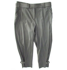 Worth Womens Plus Size Belted Button Cuff Trouser Lt Olive Gray Size 16  - Picture 1 of 4