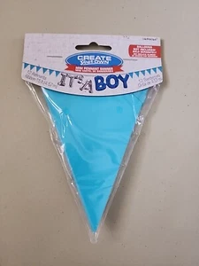 Mini Paper Pennant Banner Blue Amscan 120313 Create Your Own 12 Pennants 15ft - Picture 1 of 4