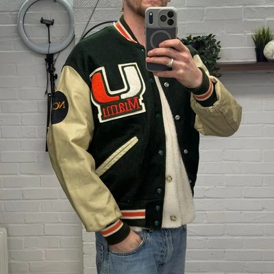 Rare 1980s Miami Hurricanes Varsity Jacket Medium - Image 1 of 4