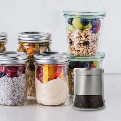  Contenitori Di Stoccaggio Barattolo Cucina Barattoli Caffè Coperchi - Immagine 1 di 4