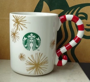 Starbucks Mug Tasse Becher Weihnachten Candy Cane mit Logo und Sternen 12oz NEU - Picture 1 of 2