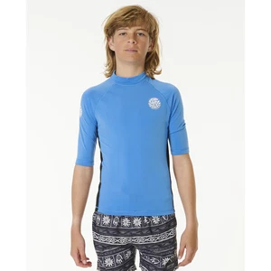 Rip Curl Kids Icons UV Brushed Short Sleeve Rash Vest UPF 50 - Blue Gum - 14 Yrs - Picture 1 of 4