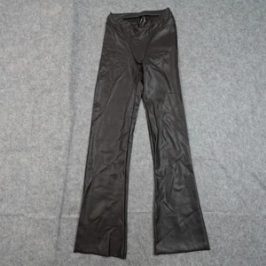 SKIMS Pants Womens Medium NWT Bootcut Seamed Faux Leather Soot Brown Leggings - Picture 1 of 10