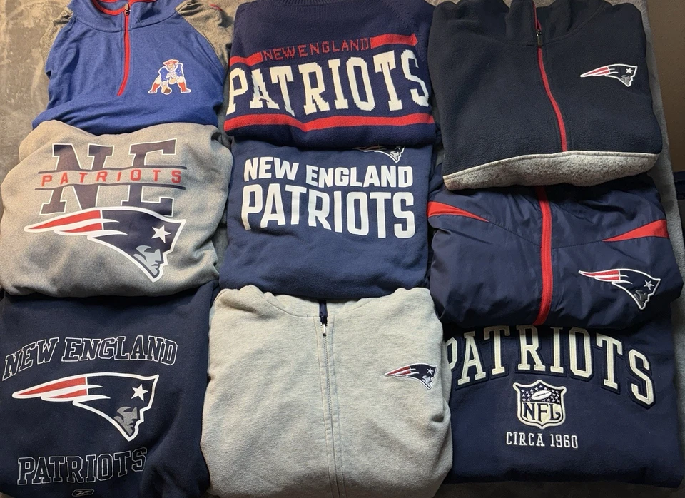 Lote De 8 New England Patriots Chaqueta Sudadera Con Capucha Para Hombres XL Moderna Y2K NFL Foto 1 de 4