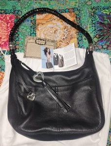Bolso hobo bolso de cuero negro Brighton Barbados con cremallera para mujer - Imagen 1 de 9