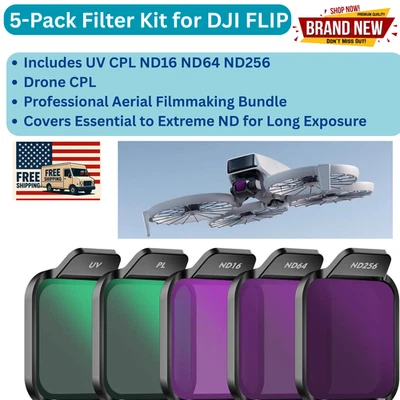 FLIP Filter Kit 5-Pack for DJI  UV CPL ND16 ND64 ND256 – Pro Aerial Filmmaking - Image 1 of 4