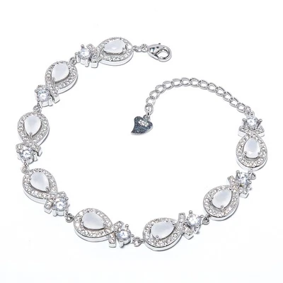 Brazalete Aqua Calcedonia y Circonita Blanca Plata de Ley 925 6-8" T50 Foto 1 de 4