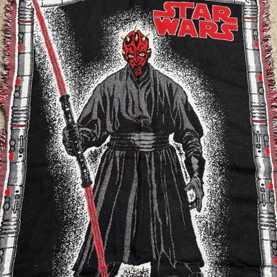 Manta tejida tapiz Darth Maul Star Wars Northwest Company años 90 rara Foto 1 de 2