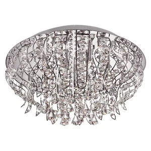 Polished Chrome And Crystal 19 Light Flush Mount Ceiling Orig $2400 - Picture 1 of 1