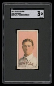 1909-11 T206~~Hal Chase~~Portrait Pink~~Sweet Caporal SGC 3 VG NEW YORK YANKEES