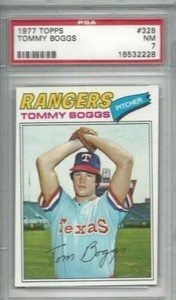 1977 Topps baseball card #328 Tommy Boggs, Texas Rangers graded PSA 7