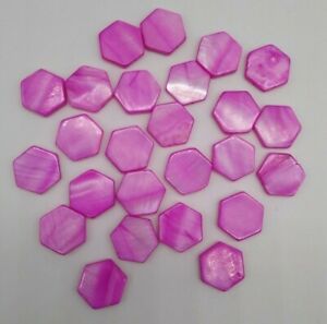 26pc Mother of Pearl MOP Beads; Bright Pink 16mm Flat Hexagon; CLEARANCE; ONLY O